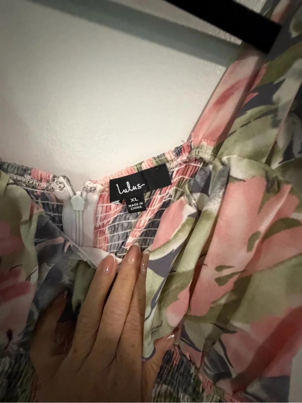 Lulu's Pink Floral Maxi Jumpsuit with Green & Gray Accents